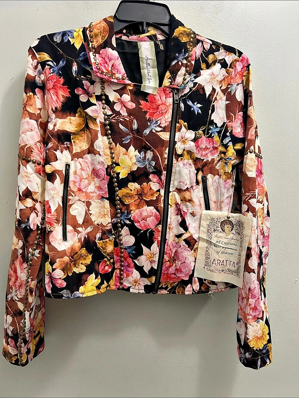 Aratta Flower Bomb Motorcycle Jacket Floral Black & Pink